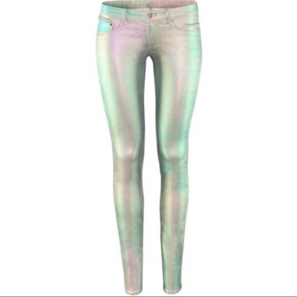 RARE holographic H&M pants super low super skinny